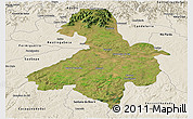 Satellite Panoramic Map of Cachoeira do Sul, shaded relief outside