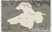 Shaded Relief Panoramic Map of Cachoeira do Sul, darken