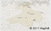 Shaded Relief Panoramic Map of Cachoeira do Sul, lighten