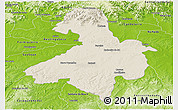 Shaded Relief Panoramic Map of Cachoeira do Sul, physical outside