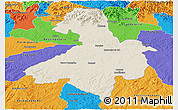 Shaded Relief Panoramic Map of Cachoeira do Sul, political outside