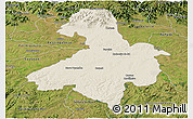 Shaded Relief Panoramic Map of Cachoeira do Sul, satellite outside