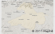 Shaded Relief Panoramic Map of Cachoeira do Sul, semi-desaturated