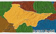 Political 3D Map of Erval, darken