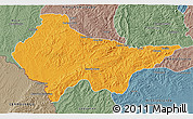 Political 3D Map of Erval, semi-desaturated