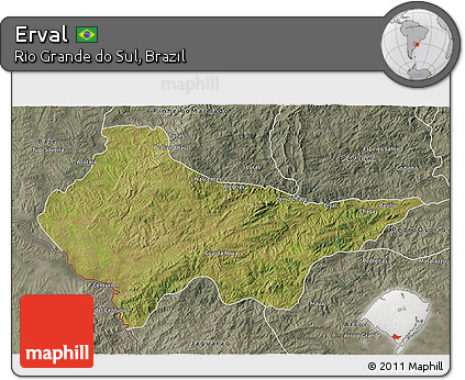 Satellite 3D Map of Erval, semi-desaturated