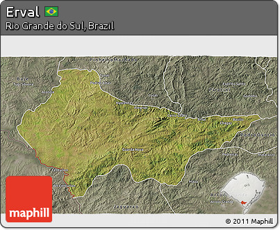 Satellite 3D Map of Erval, semi-desaturated