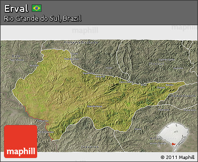 Satellite 3D Map of Erval, semi-desaturated