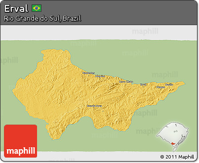 Savanna Style 3D Map of Erval, single color outside