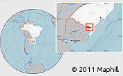 Gray Location Map of Erval, highlighted country, hill shading
