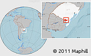 Gray Location Map of Erval, highlighted parent region, hill shading