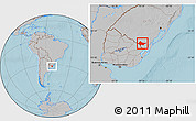 Gray Location Map of Erval, hill shading