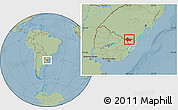 Savanna Style Location Map of Erval, hill shading