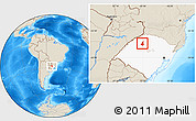Shaded Relief Location Map of Ijui, highlighted parent region