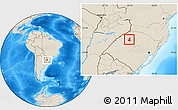 Shaded Relief Location Map of Ijui