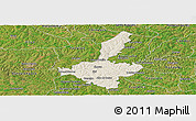 Shaded Relief Panoramic Map of Ijui, satellite outside