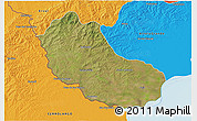 Satellite 3D Map of Jaguarao, political outside