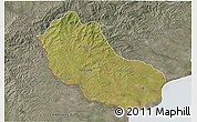 Satellite 3D Map of Jaguarao, semi-desaturated