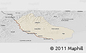 Shaded Relief Panoramic Map of Jaguarao, desaturated