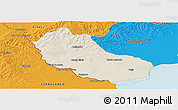 Shaded Relief Panoramic Map of Jaguarao, political outside