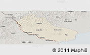 Shaded Relief Panoramic Map of Jaguarao, semi-desaturated