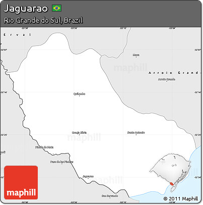 Silver Style Simple Map of Jaguarao