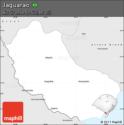 Silver Style Simple Map of Jaguarao