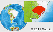 Physical Location Map of Rio Grande do Sul, highlighted country