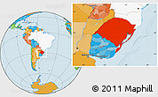 Political Location Map of Rio Grande do Sul, highlighted country