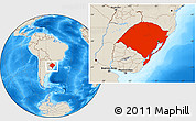 Shaded Relief Location Map of Rio Grande do Sul