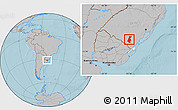 Gray Location Map of Pinheiro Machado, hill shading