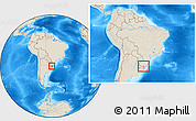 Shaded Relief Location Map of Pinheiro Machado, within the entire country