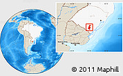 Shaded Relief Location Map of Pinheiro Machado, highlighted country