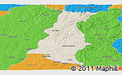 Shaded Relief Panoramic Map of Pinheiro Machado, political outside