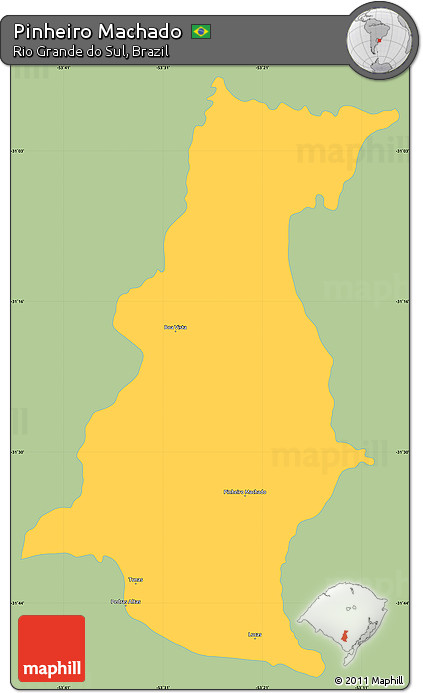 Savanna Style Simple Map of Pinheiro Machado, single color outside
