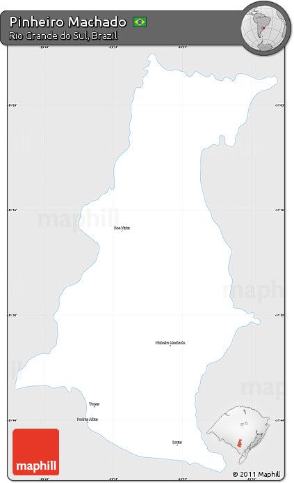 Silver Style Simple Map of Pinheiro Machado, single color outside