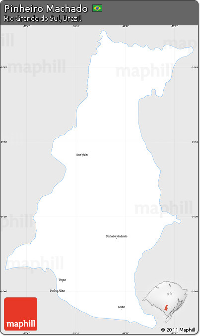 Silver Style Simple Map of Pinheiro Machado, single color outside