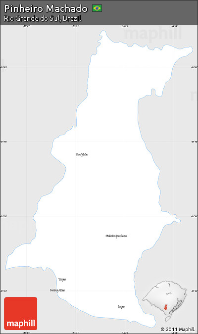 Silver Style Simple Map of Pinheiro Machado, single color outside