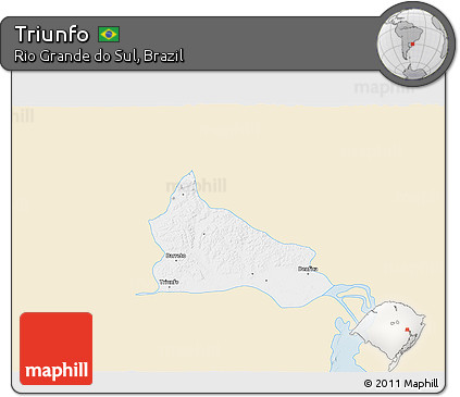 Classic Style 3D Map of Triunfo, single color outside
