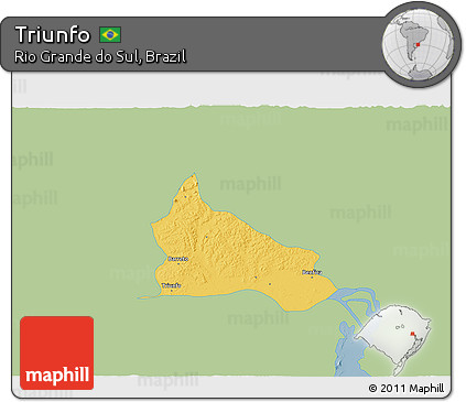 Savanna Style 3D Map of Triunfo, single color outside