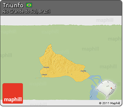 Savanna Style 3D Map of Triunfo, single color outside