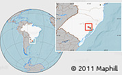 Gray Location Map of Triunfo, highlighted country, hill shading