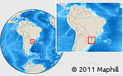 Shaded Relief Location Map of Triunfo, within the entire country