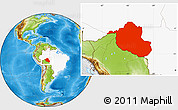 Physical Location Map of Rondonia, highlighted country