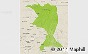 Physical 3D Map of Machadinho, shaded relief outside
