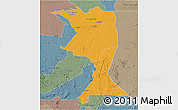 Political 3D Map of Machadinho, semi-desaturated