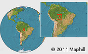 Satellite Location Map of Machadinho, within the entire country