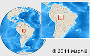 Shaded Relief Location Map of Machadinho, within the entire country