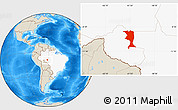 Shaded Relief Location Map of Machadinho, highlighted country