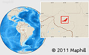 Shaded Relief Location Map of Ouro Preto do